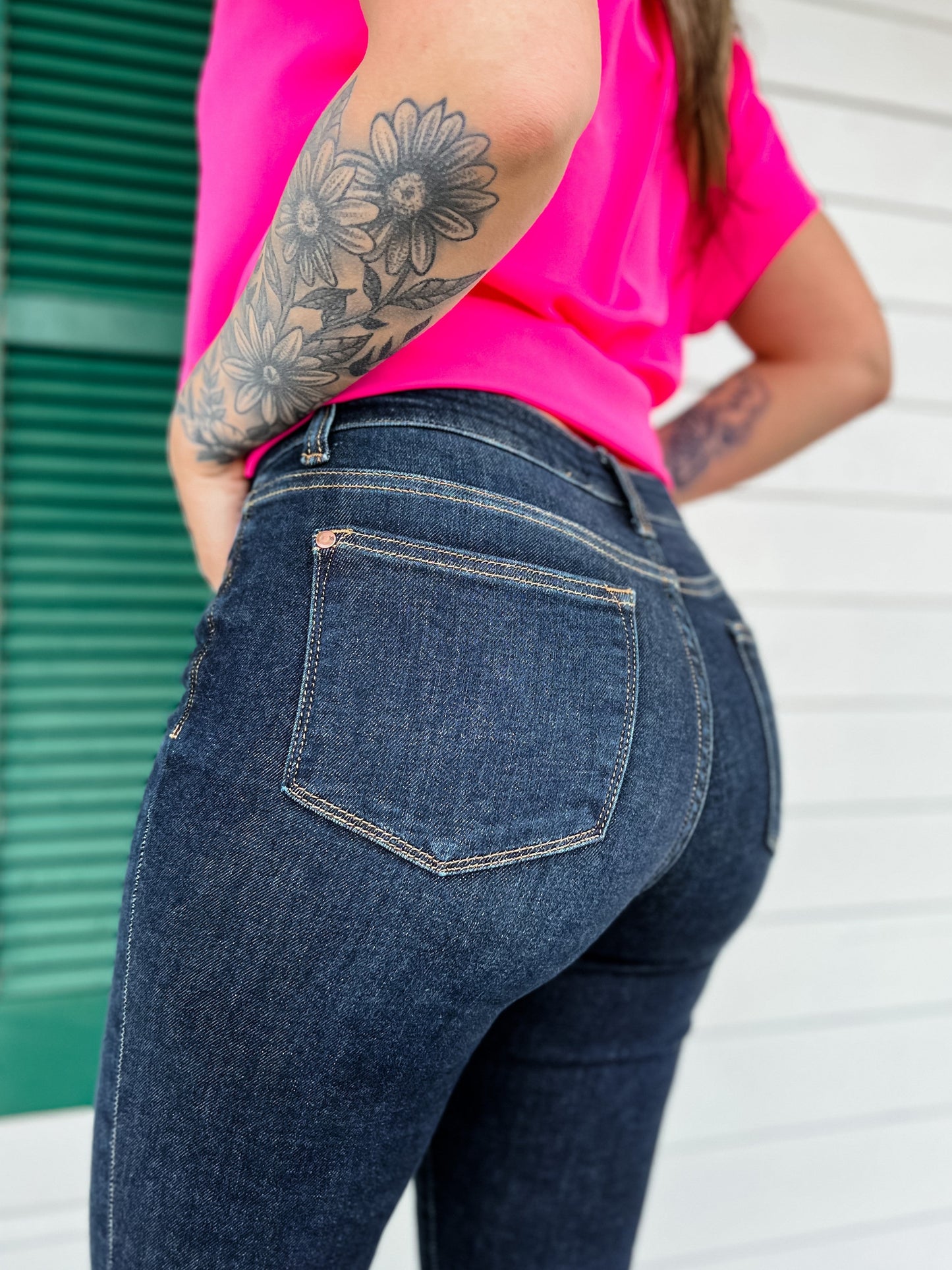 Judy Blue Everyday Wear 3.0 (High Rise) Dark Wash High Waist Skinny with Handsanding