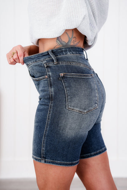 Judy Blue Under Control Dark Wash Tummy Control Vintage Cuffed Shorts