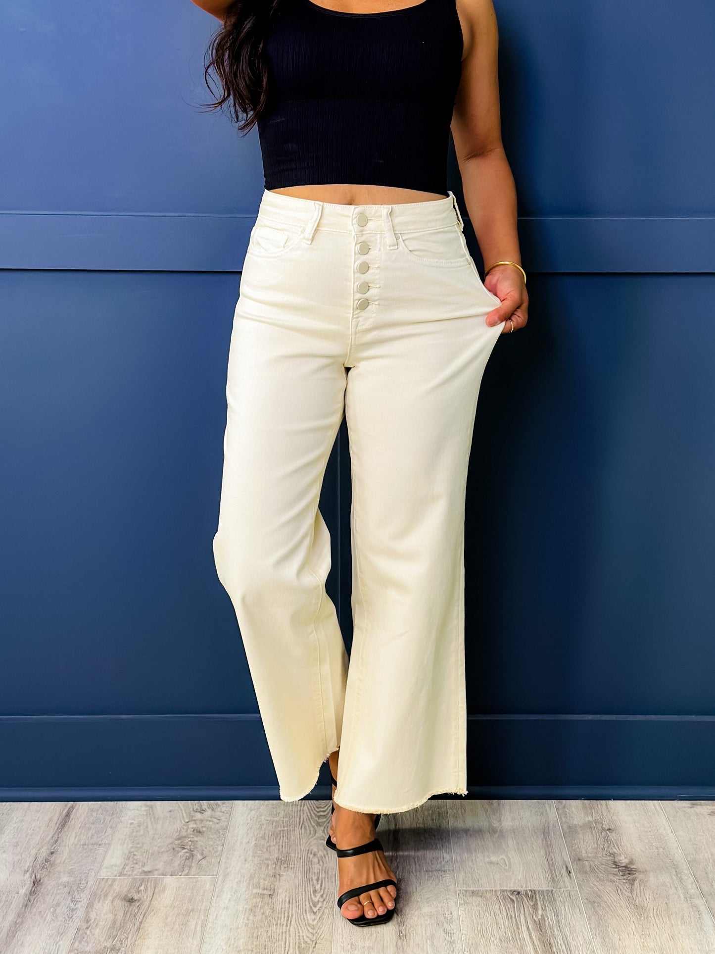 Mica High Rise Whitecap Gray Wide Crop Jeans