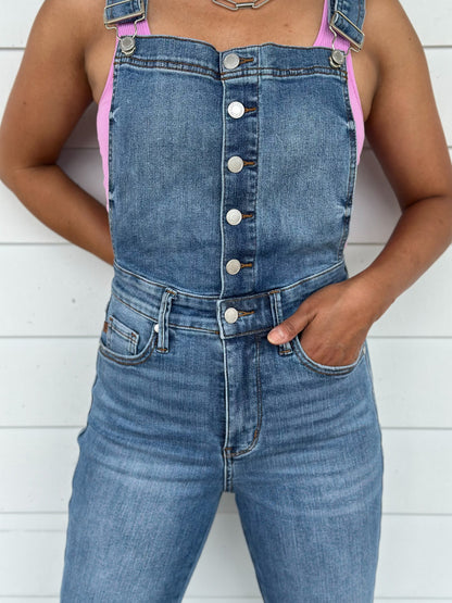 Judy Blue High Rise Control Top Non Distressed Flare Overall