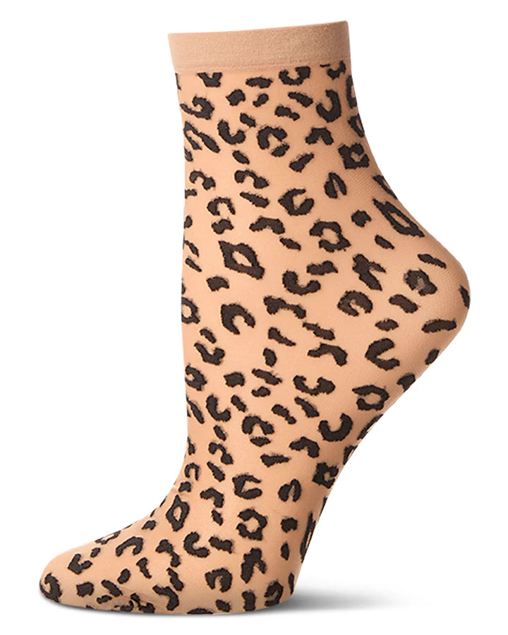 Wild & Free Leopard Print Sheer Anklet Socks