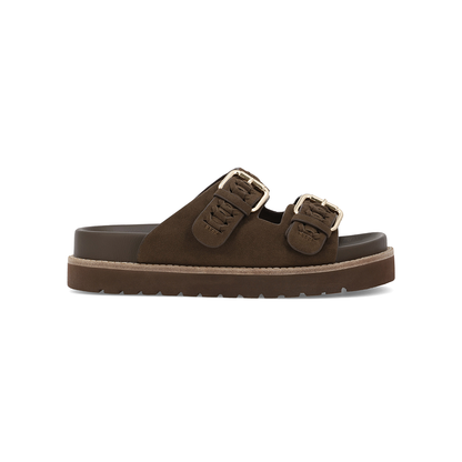 MIA Vegan Suede Double Strap Platform Slide Sandal