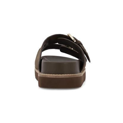 MIA Vegan Suede Double Strap Platform Slide Sandal