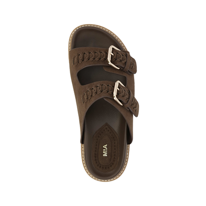 MIA Vegan Suede Double Strap Platform Slide Sandal