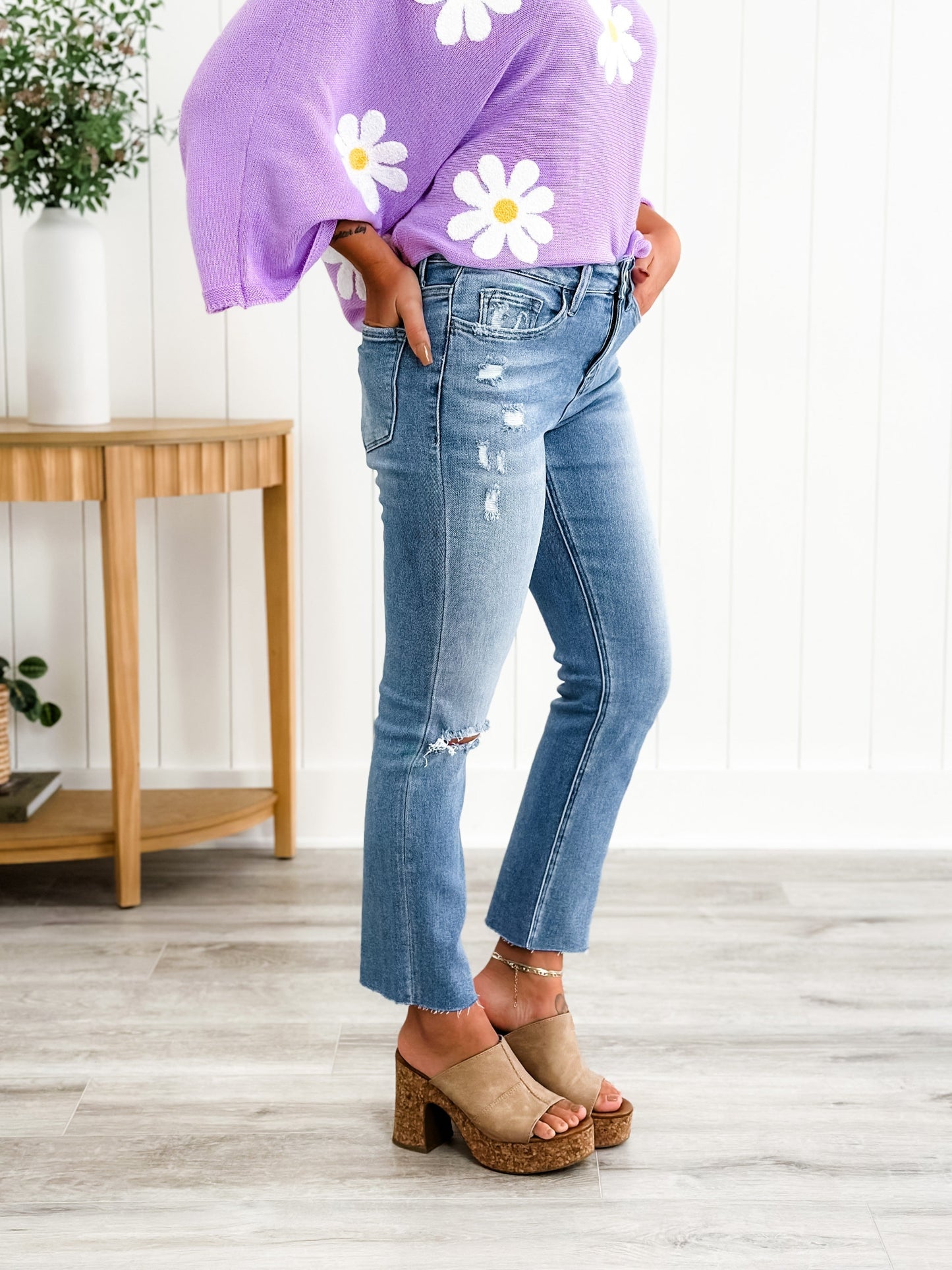 Lovervet High Rise Medium Wash Slim Straight Leg Jeans