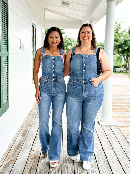 Judy Blue High Rise Control Top Non Distressed Flare Overall