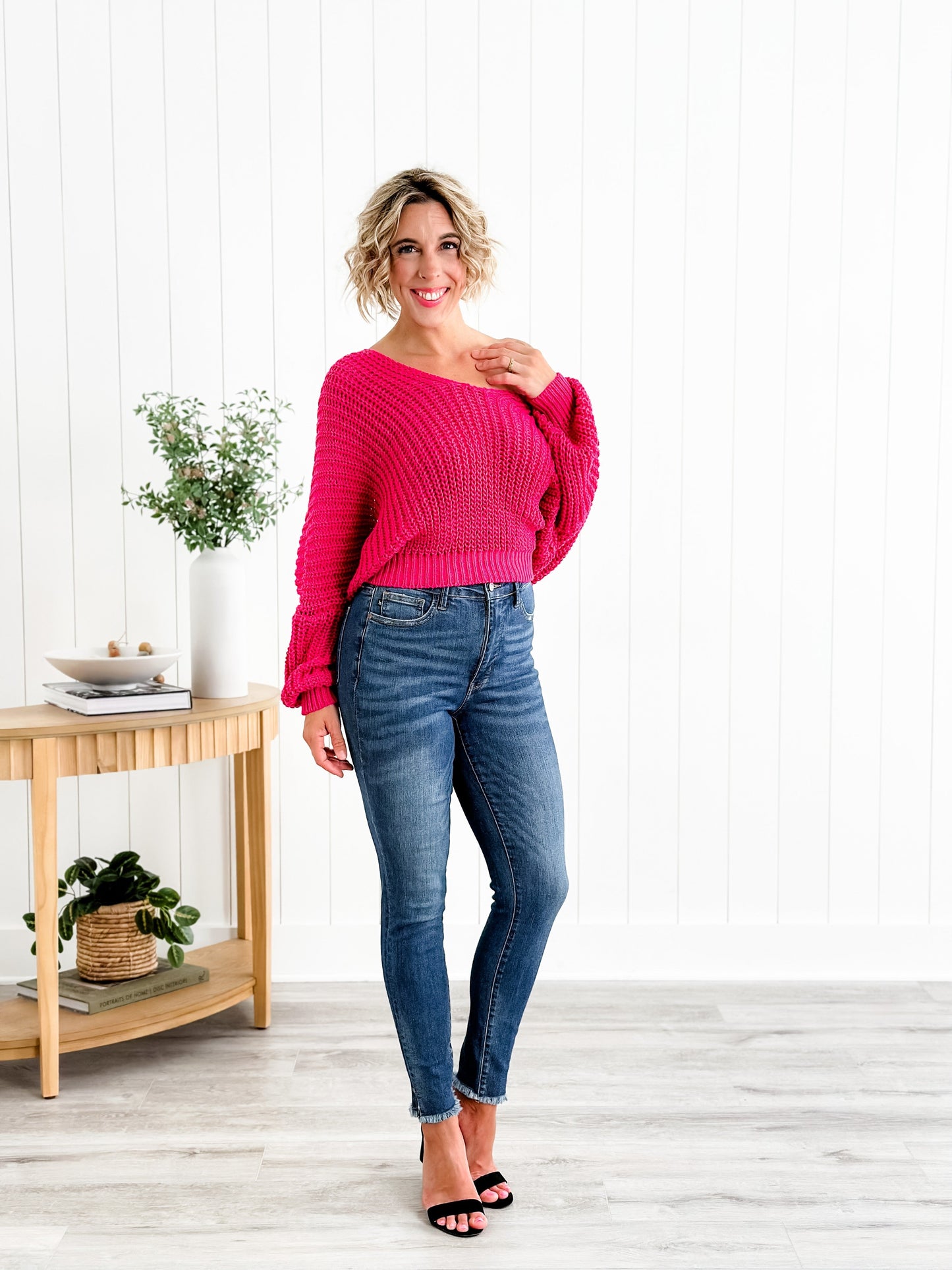 Judy Blue What Dreams are Made Of High Rise Medium Wash Tummy Control Side Slit With Frayed Hem Skinny Jeans