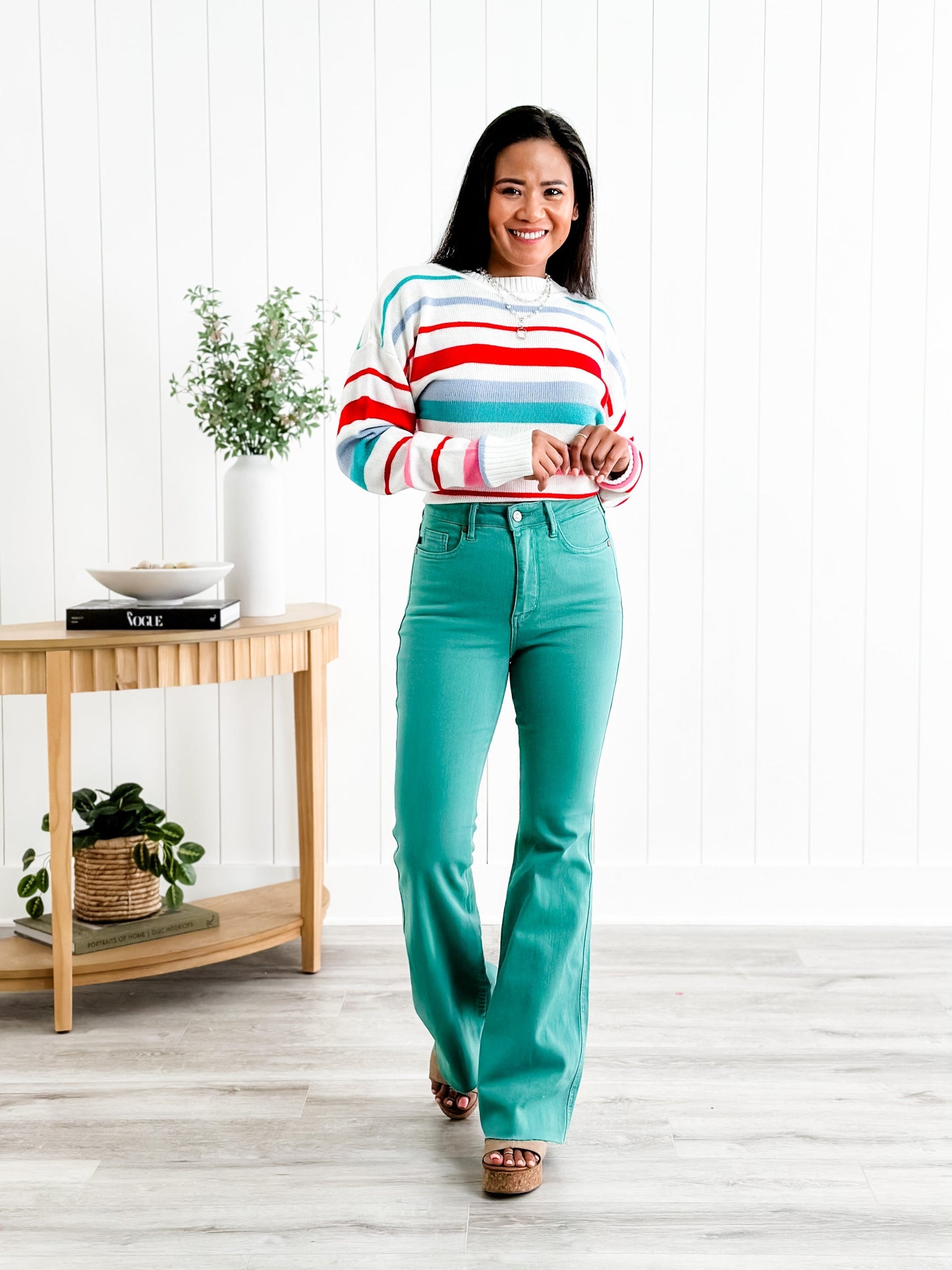 Judy Blue Breakfast at Tiffany's Topaz High Rise Tummy Control Flare Jeans