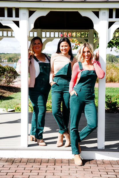 Judy Blue High Rise Teal Double Cuffed Boyfriend Overalls
