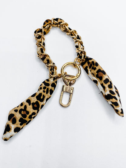 Scarf Bracelet with Gold Chain Wrapped On Key Chain