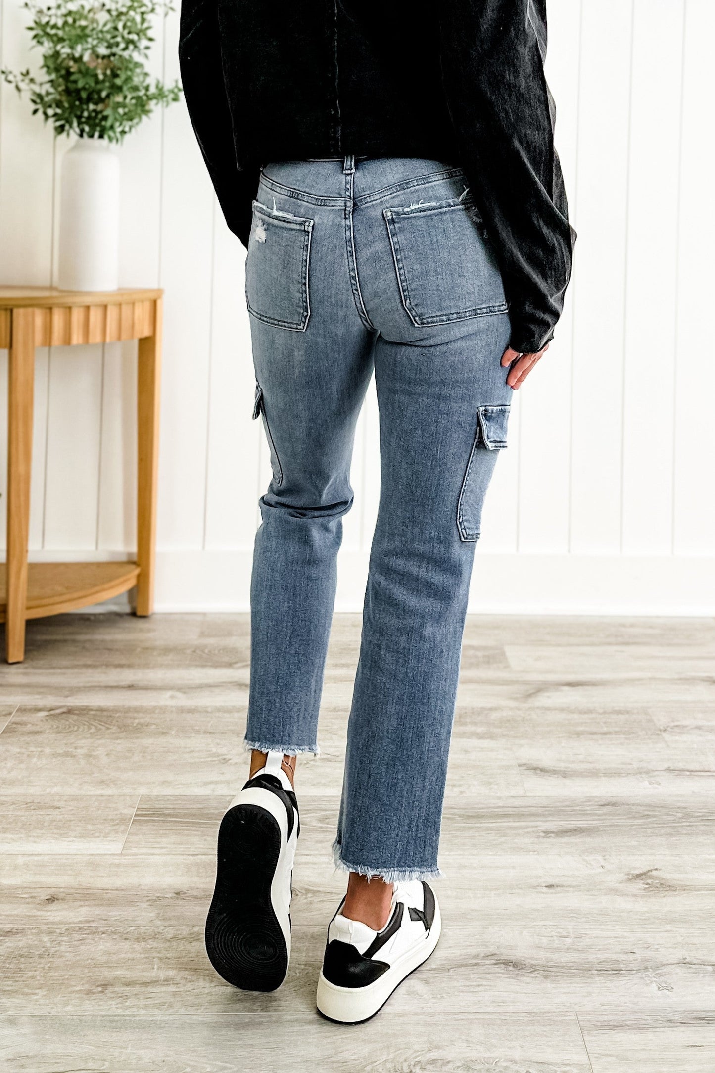 Vervet Mid Rise Cargo Slim Straight Jeans