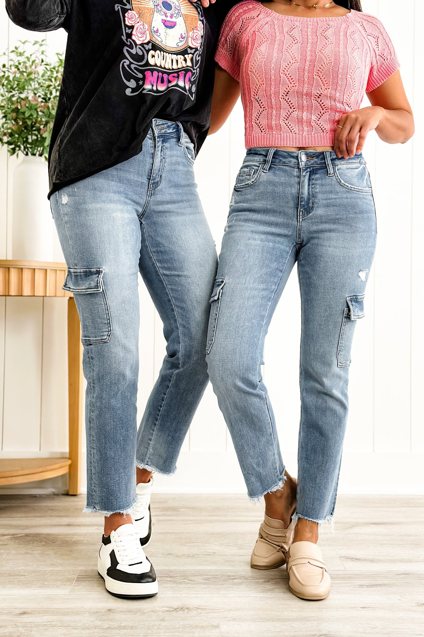 Vervet Mid Rise Cargo Slim Straight Jeans