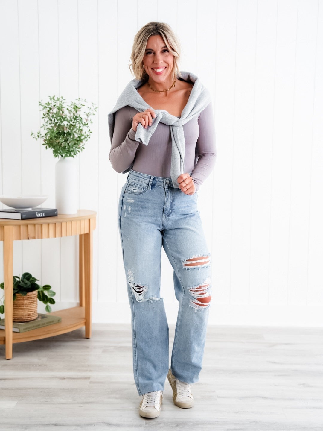 Judy Blue Cruel Summer High Rise Rigid 90s Destroyed Straight Leg Jeans