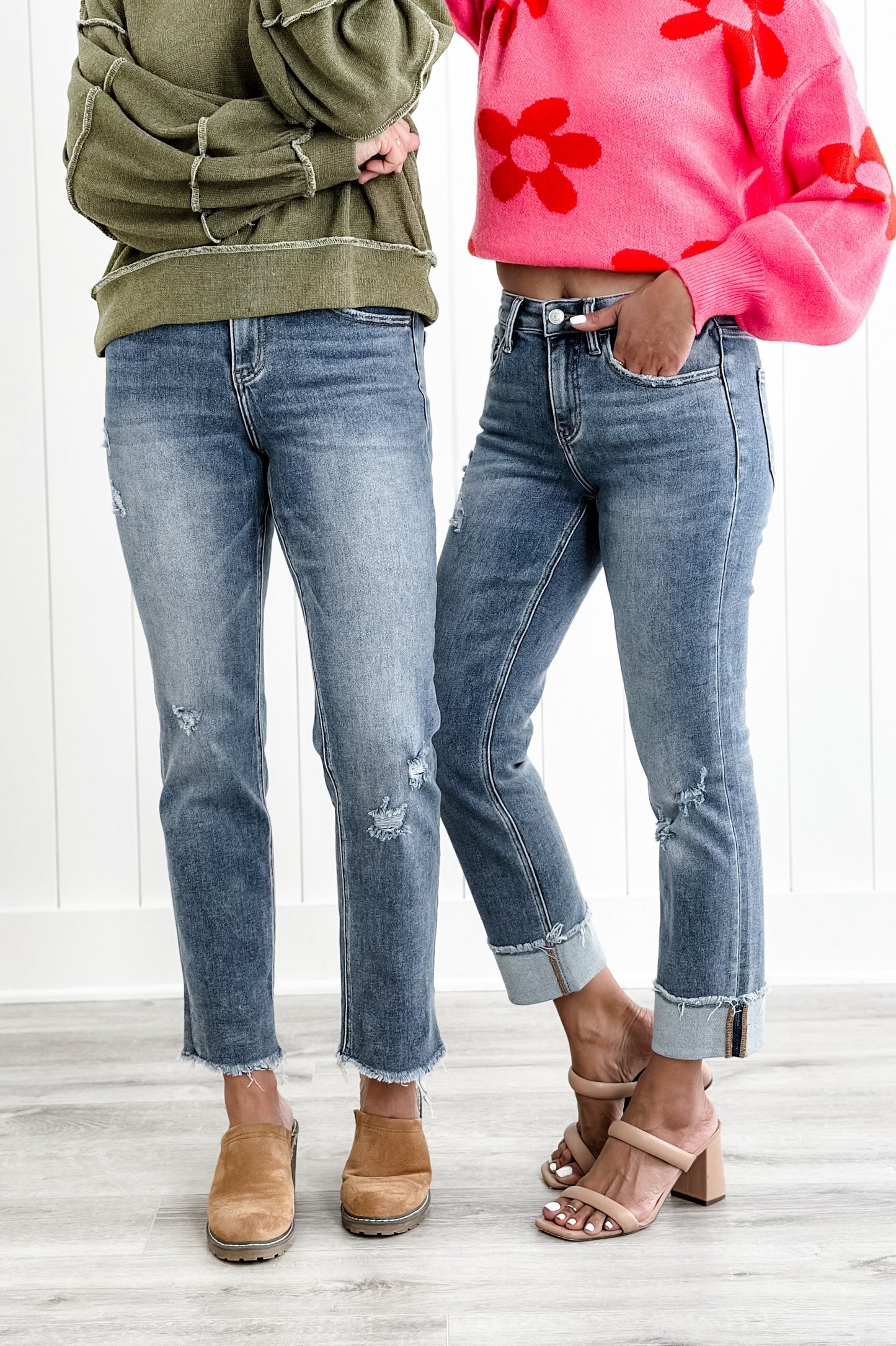 Lovervet High Rise Medium Wash Distressed Straight Leg Jeans