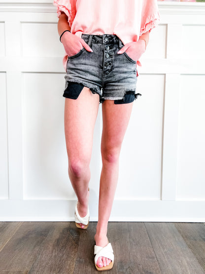 Risen Dark Grey Button Down Shorts