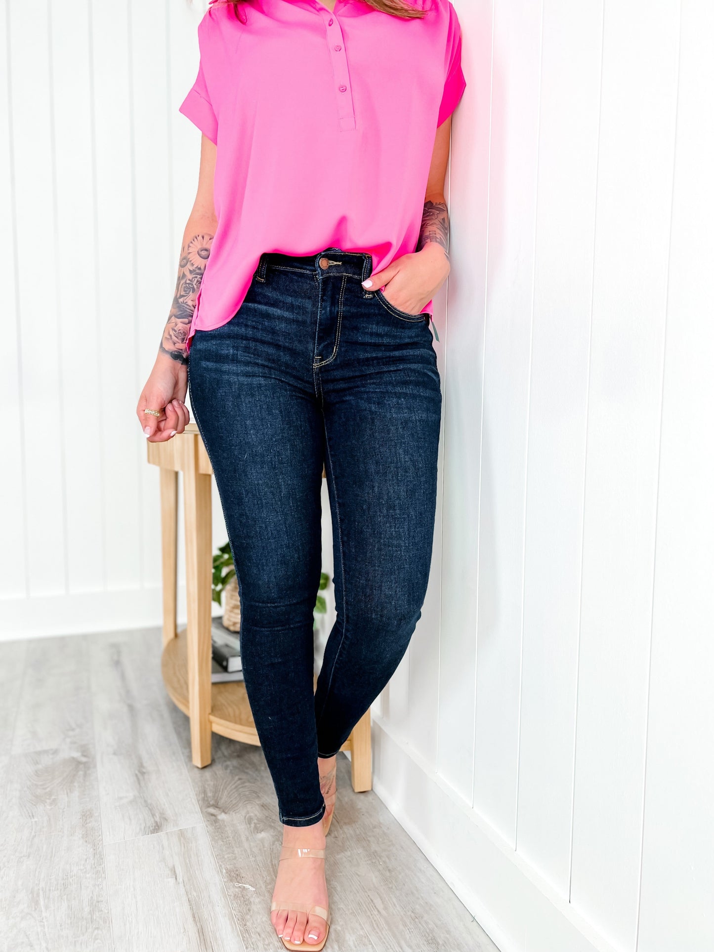 Judy Blue Everyday Wear 3.0 (High Rise) Dark Wash High Waist Skinny with Handsanding