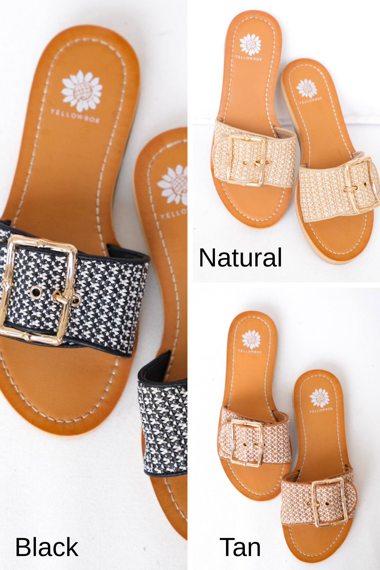 Yellow Box Woven Buckle Slide Sandals