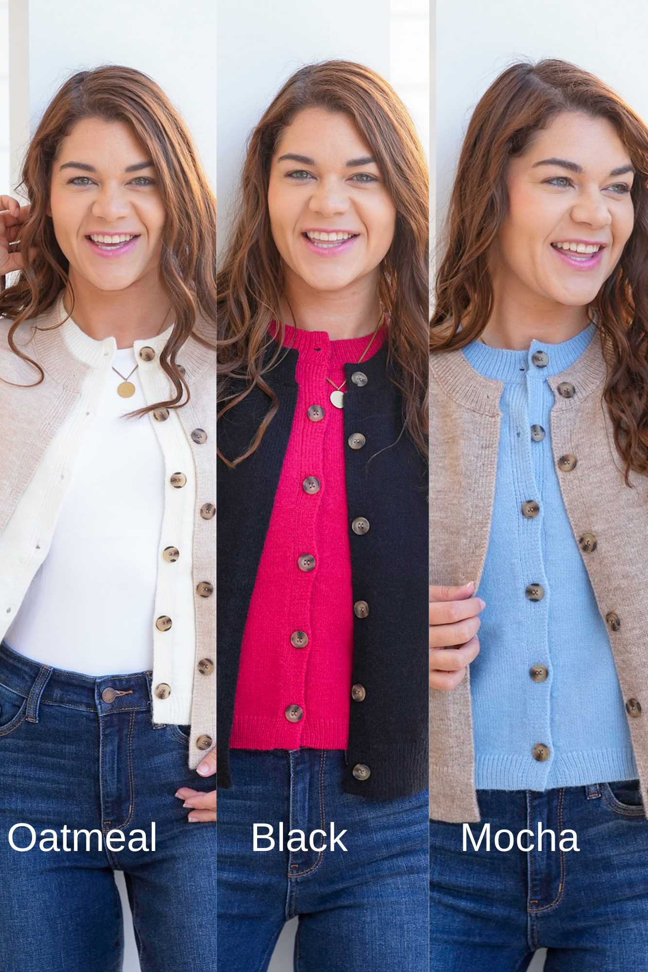 Long Sleeve Button Down Knit Layered Look Cardigan