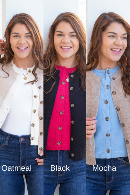 Long Sleeve Button Down Knit Layered Look Cardigan