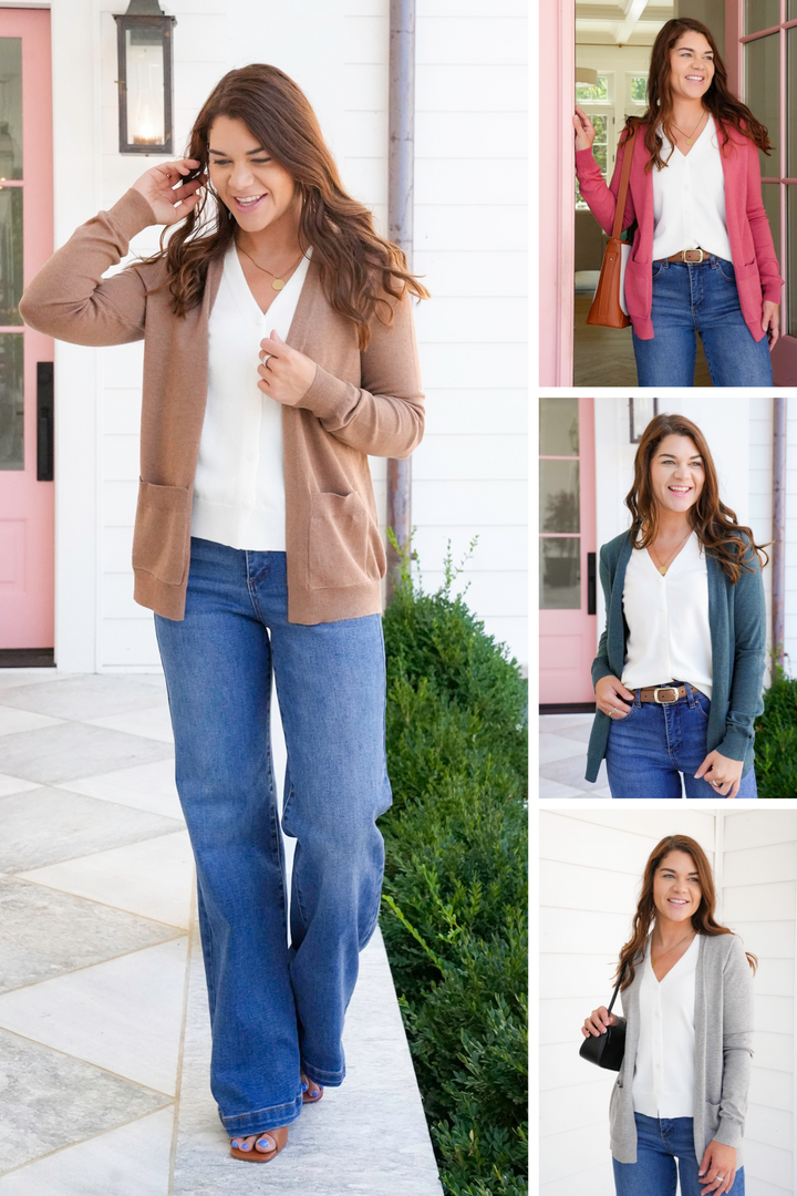 Solid Long Sleeve Layered Cardigan
