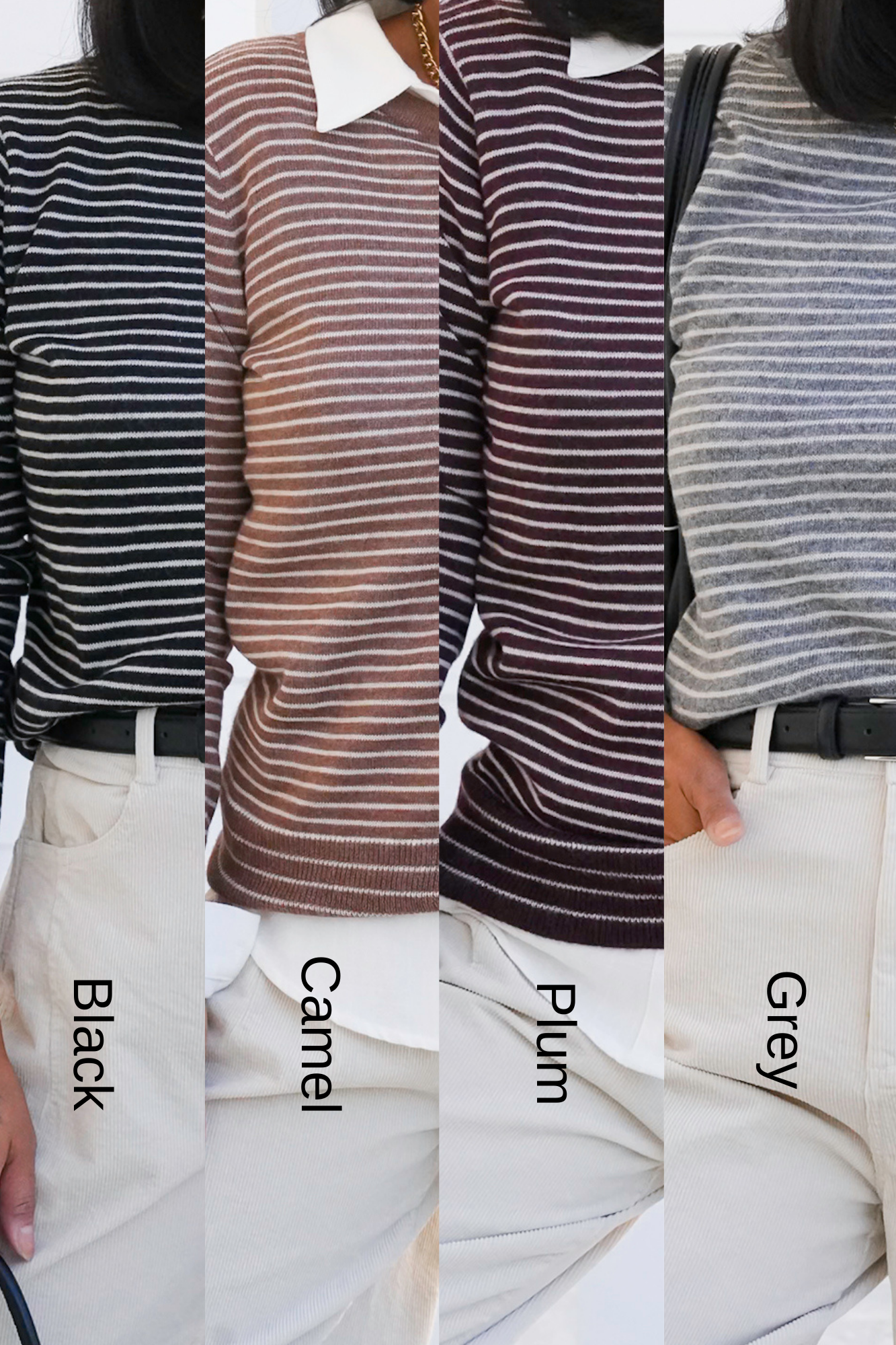 Stripe Long Sleeve Crew Neck Pullover Sweater