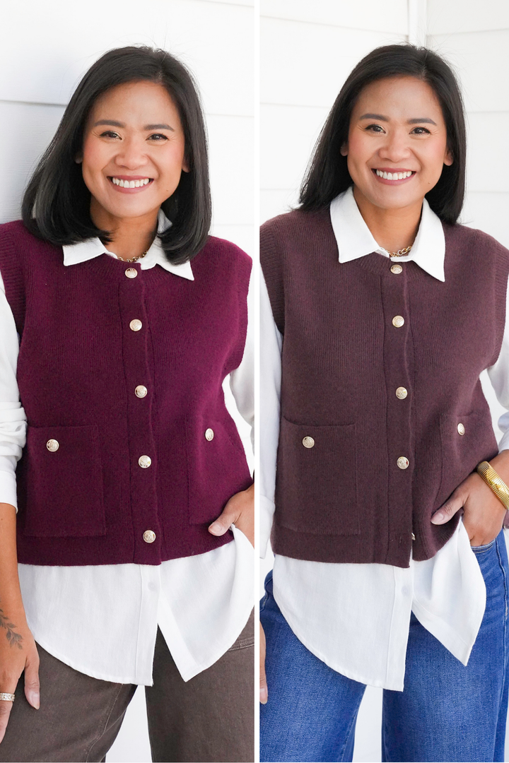 Solid Button Down Sweater Vest