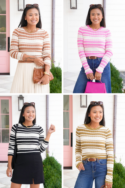 Stripe Long Sleeve Crew Neck Sweater
