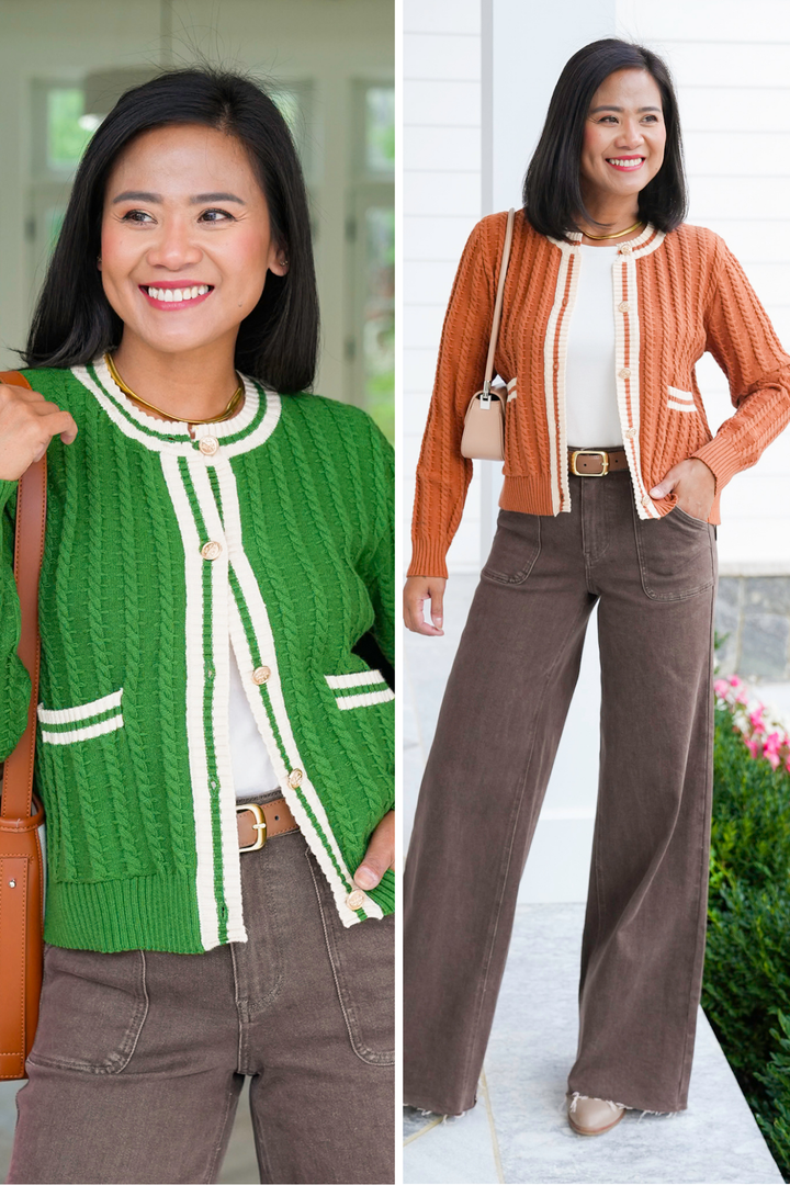 Cable Knit Long Sleeve Button Down Cardigan