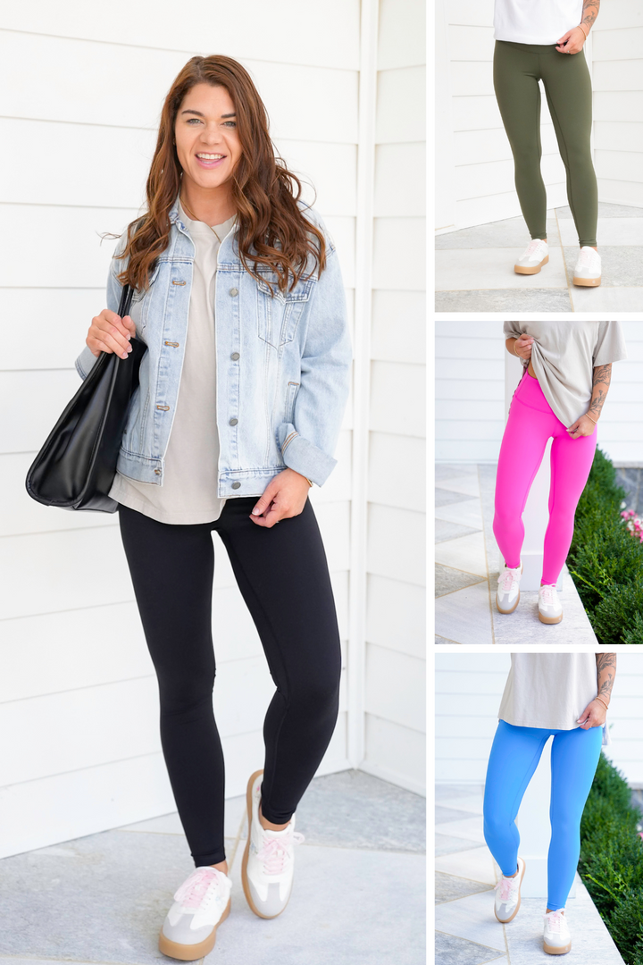 Plus/Reg Solid High Waist Leggings