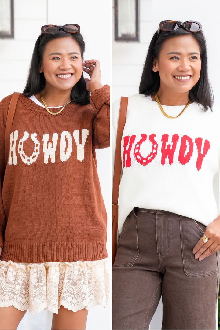 Long Sleeve Horseshoe Howdy Pullover Sweater