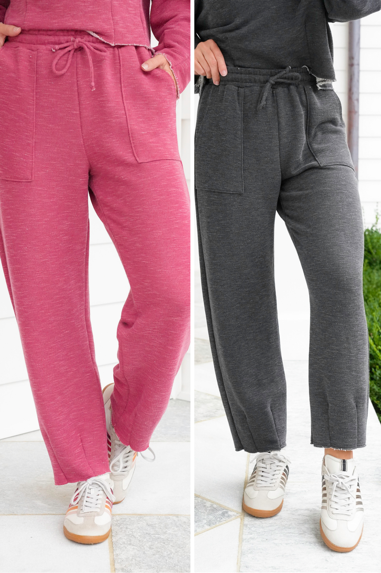 Heathered Elastic Waist Sweatpants with Front Patch Pocket