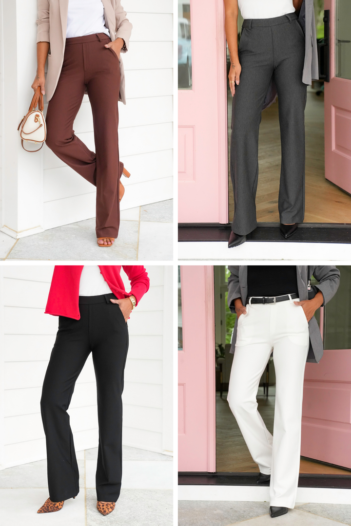 Plus/Reg Elastic Waist Straight Leg Pull-On Pants