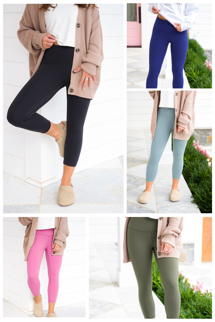 Plus/Reg Solid High Waist Capri Leggings