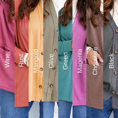 Door Buster! Plus/Reg Long Sleeve Thermal Knit Button Down Cardigan