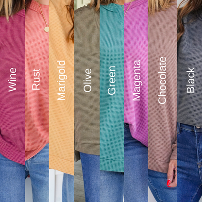 Door Buster! Plus/Reg Thermal Knit Long Sleeve Pullover Top