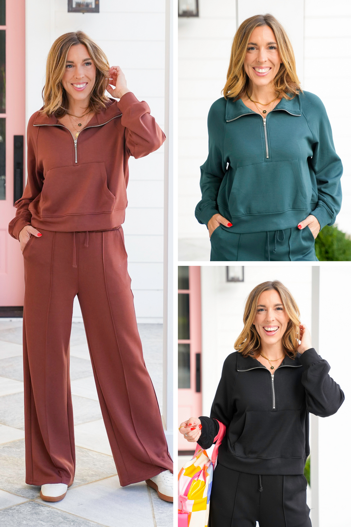 Scuba Long Sleeve Half-Zip Sweatshirt with Kangaroo Pocket