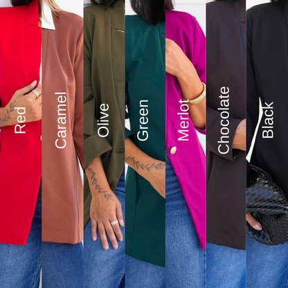 Door Buster! Plus/Reg Solid Long Sleeve Fitted Blazer