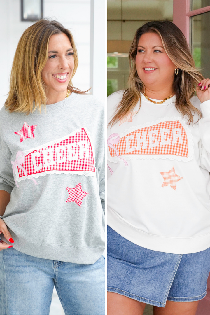 Long Sleeve Crewneck Top with Cheer Patch