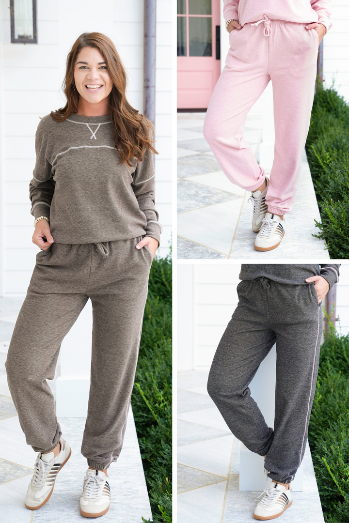 Heathered Elastic Waist Joggers