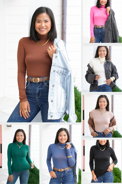 Long Sleeve Turtleneck Fitted Top