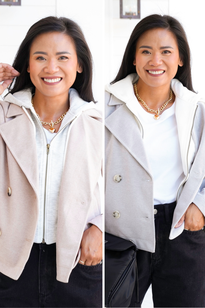 Long Sleeve Double Breasted Layered Jacket