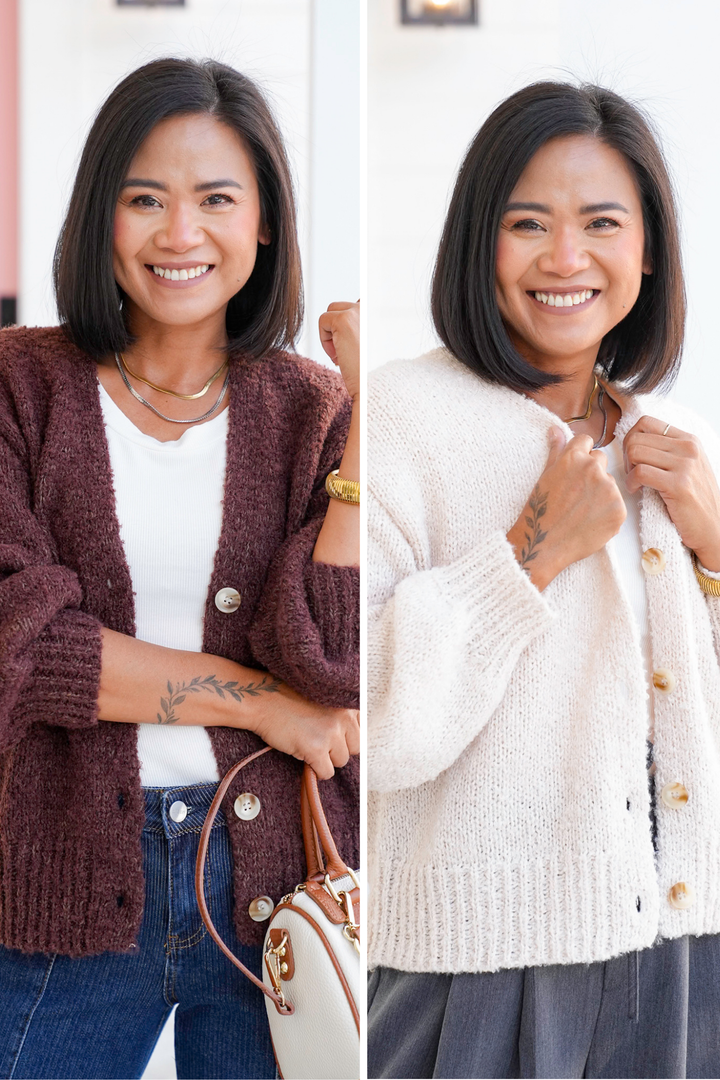 Long Sleeve V Neck Button Down Cardigan