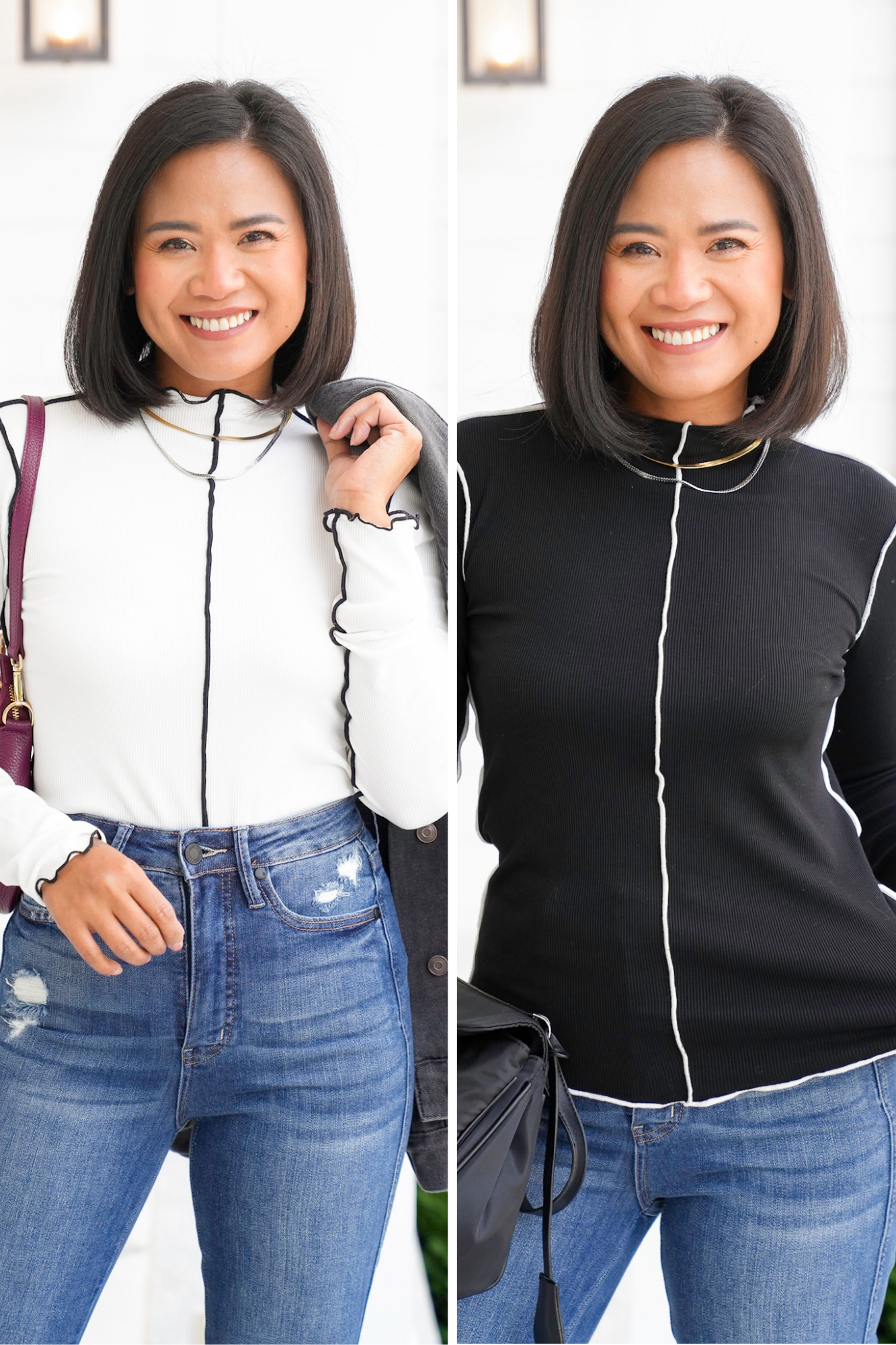 Ribbed Long Sleeve Mock Neck Top