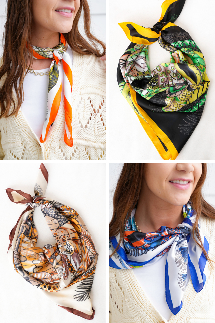 German Fuentes Feather Design Small Scarf