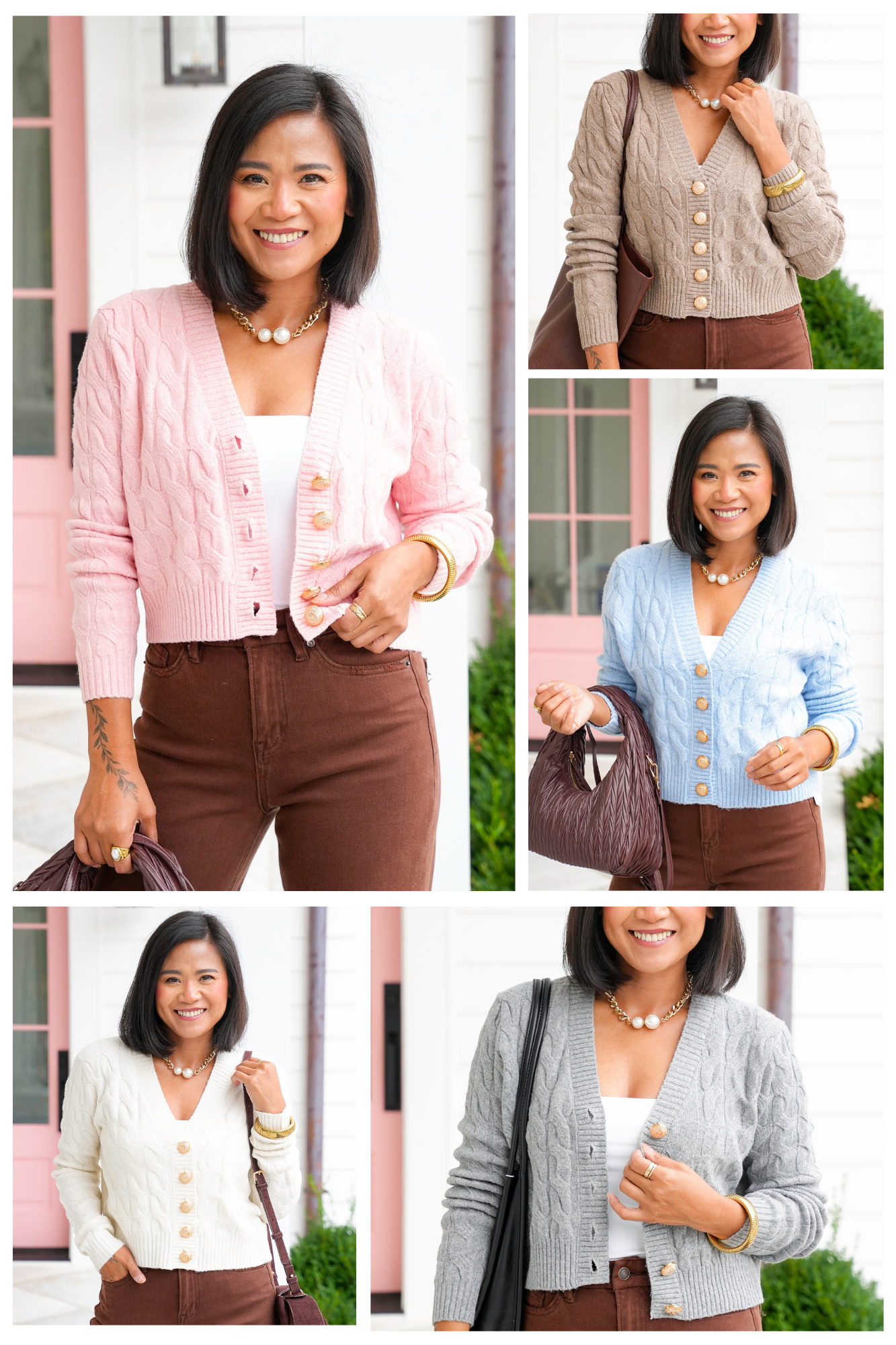 Cable Knit Long Sleeve V-Neck Cardigan