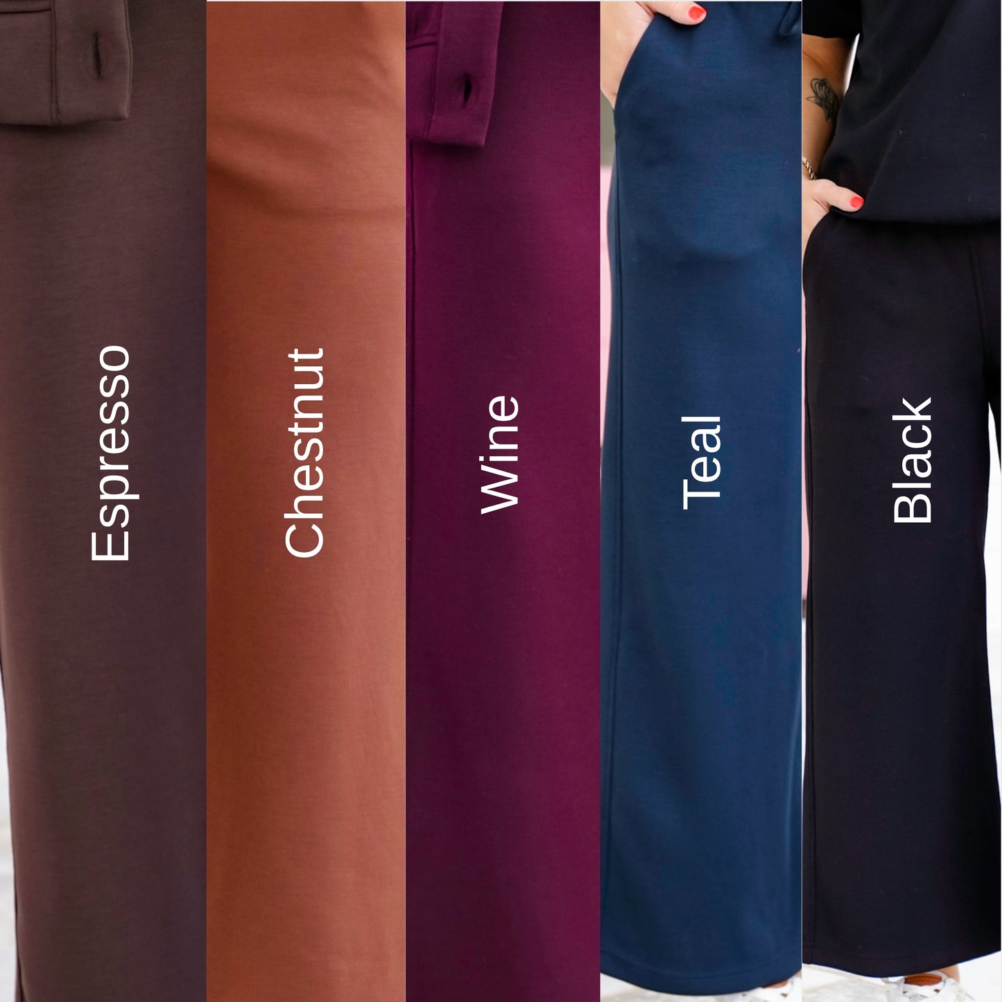 Scuba Elastic Waist Wide Leg Pants