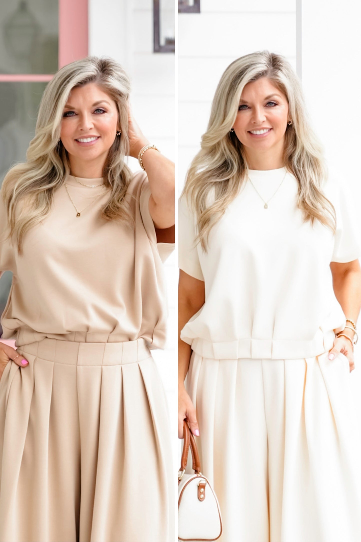 Short Sleeve Loose Fit Top With Pleated Detail