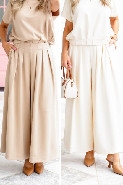 Pleated High Waist Wide Leg Pants