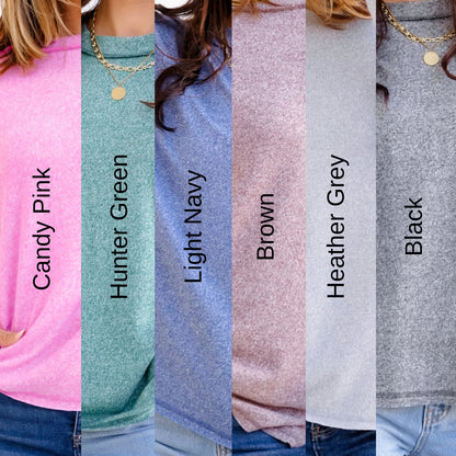 Door Buster! Zenana Soft Melange Hacci Exposed Seam Hi Low Tee