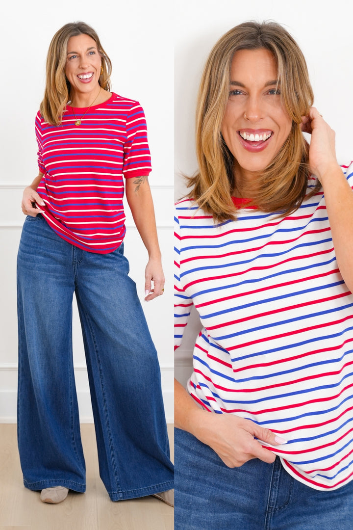 Striped Short Sleeve Top